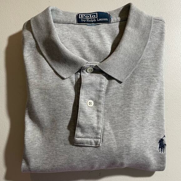 Polo by Ralph Lauren Men Gray Short Sleeve Collared Polo Custom Fit Shirt Sz XL - Picture 9 of 9